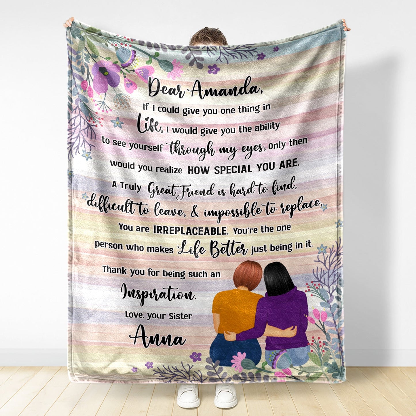 Heartfelt Personalized 'See Yourself Through My Eyes' Blanket for Sisters