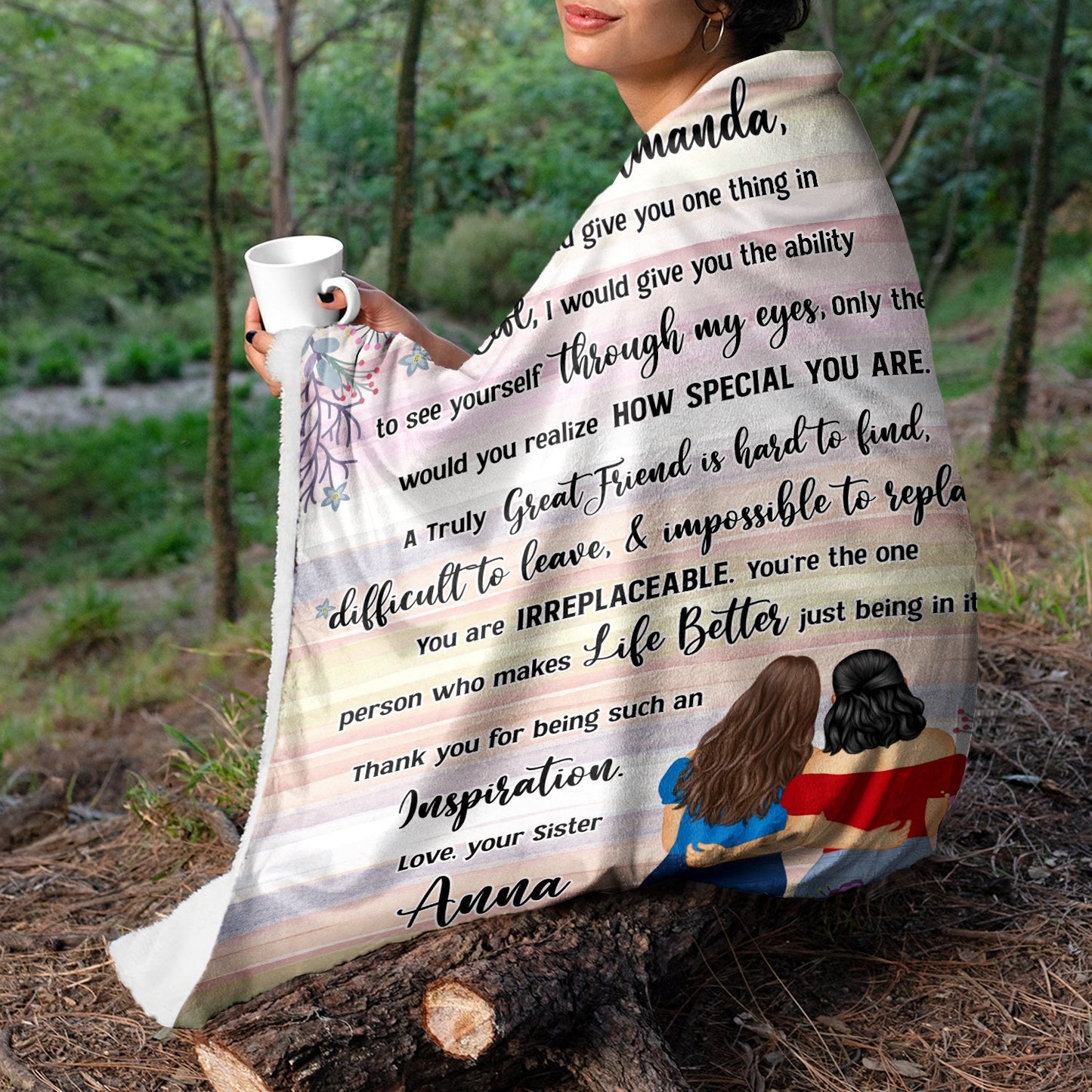 Heartfelt Personalized 'See Yourself Through My Eyes' Blanket for Sisters