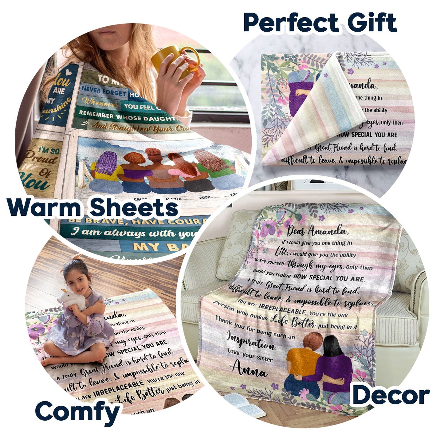 Heartfelt Personalized 'See Yourself Through My Eyes' Blanket for Sisters