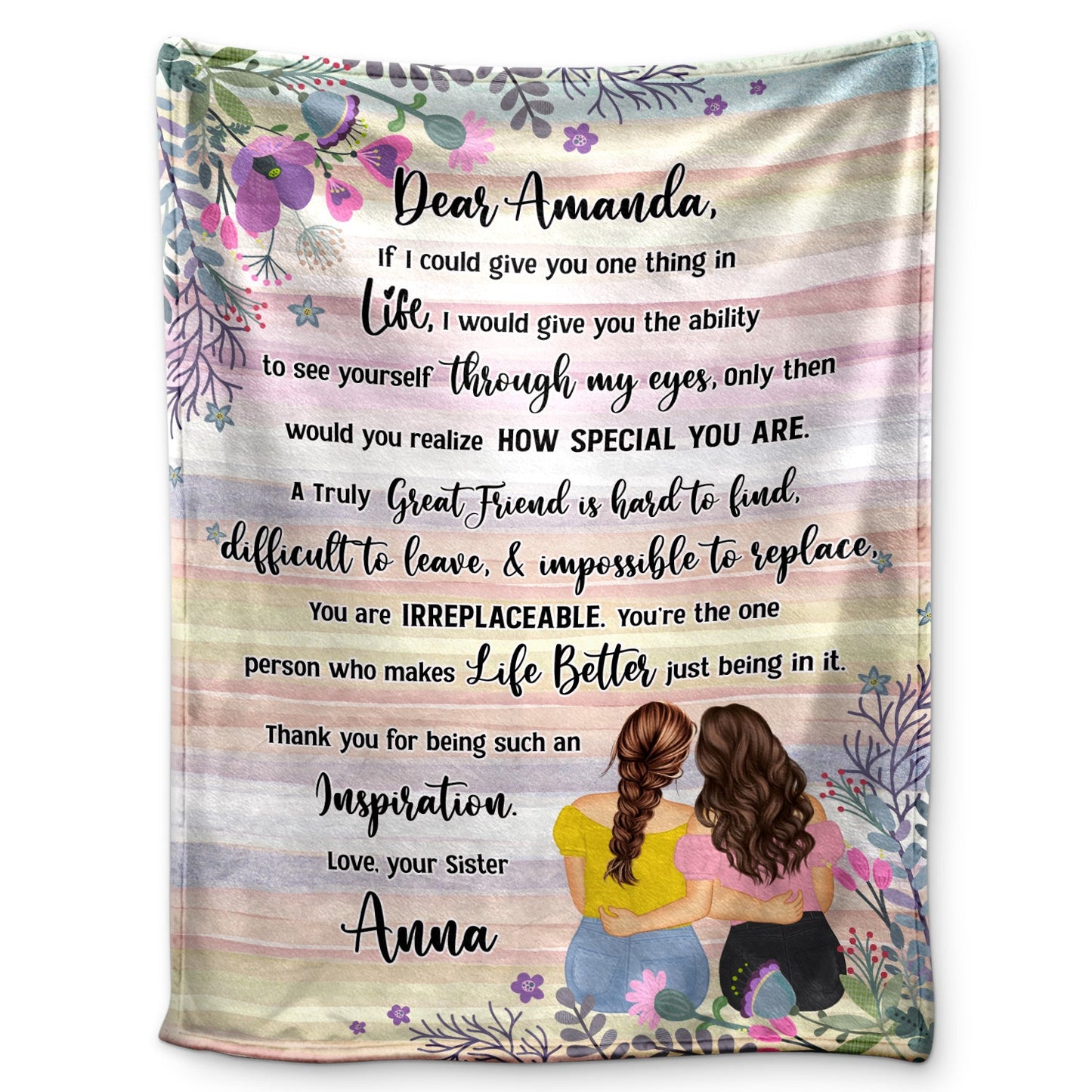 Heartfelt Personalized 'See Yourself Through My Eyes' Blanket for Sisters