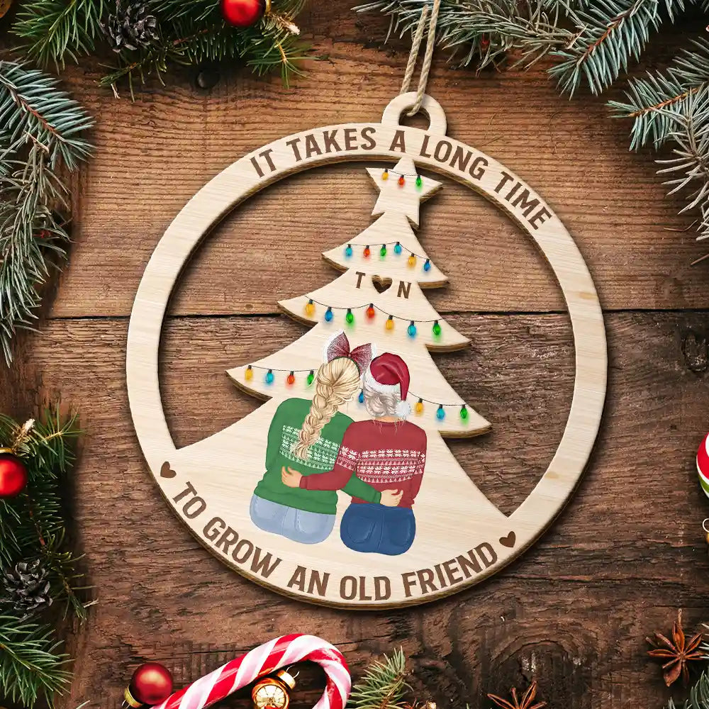 Heartfelt Personalized 'Grow An Old Friend' Wooden Ornament for Best Friends