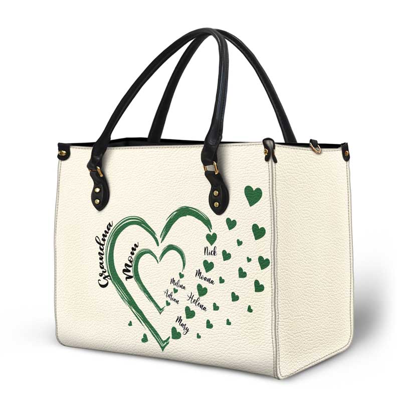 Custom Leather Tote Bag for Mom & Grandma - Our Sweethearts' Names