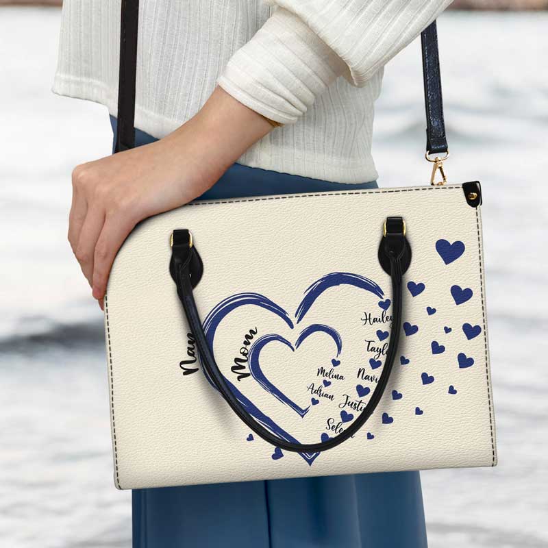 Custom Leather Tote Bag for Mom & Grandma - Our Sweethearts' Names