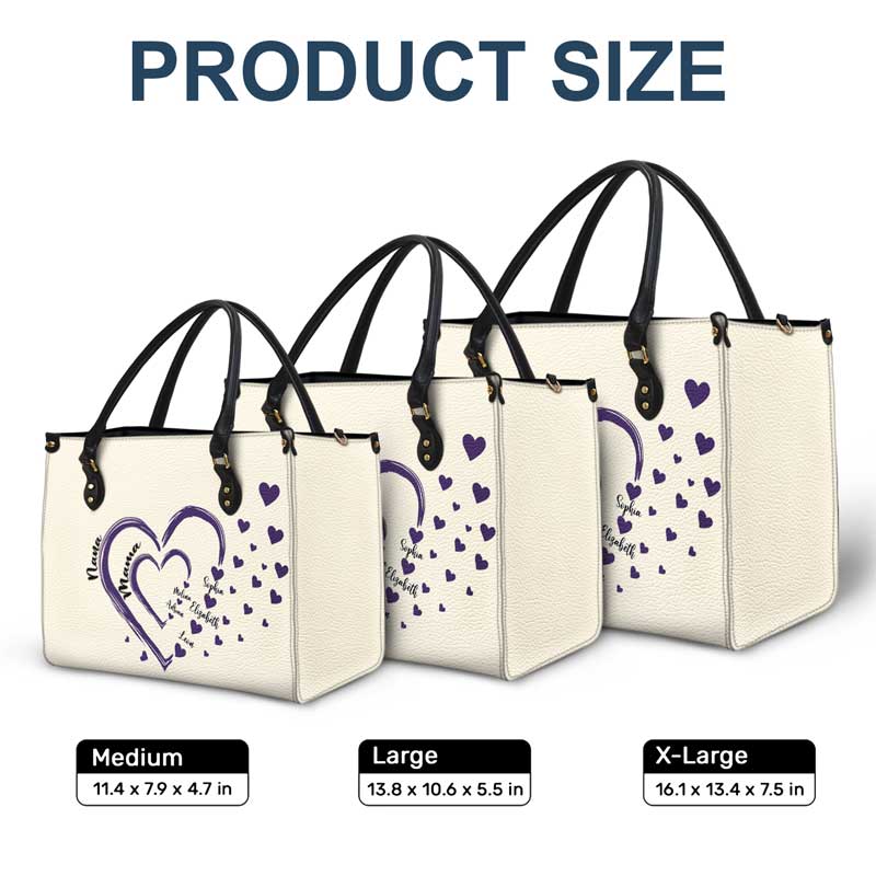 Custom Leather Tote Bag for Mom & Grandma - Our Sweethearts' Names