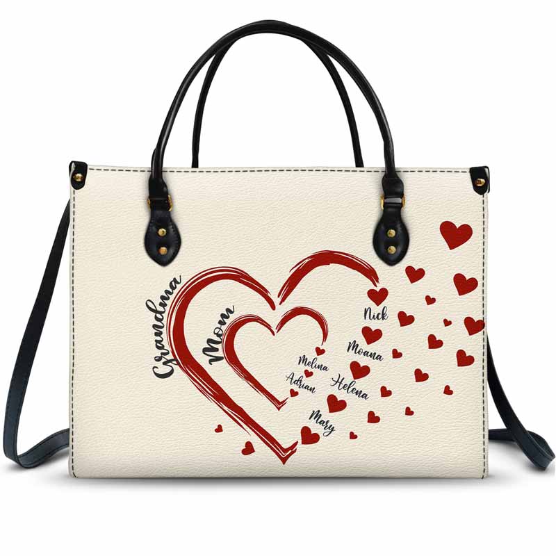 Custom Leather Tote Bag for Mom & Grandma - Our Sweethearts' Names