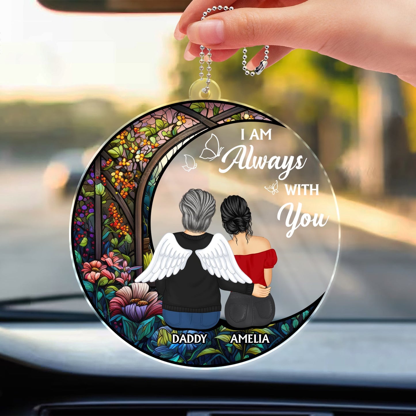 Personalized 'I Am Always With You' Keepsake Car Hanger for Dad