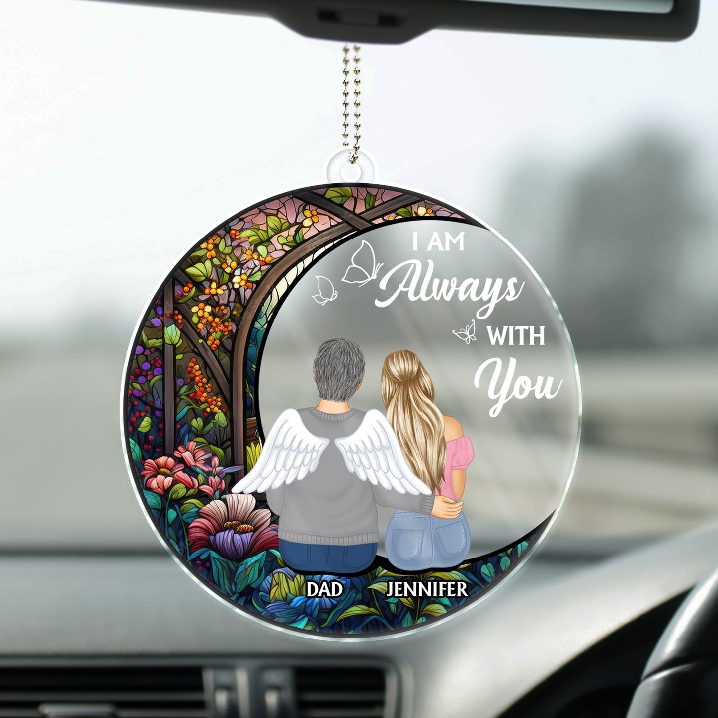 Personalized 'I Am Always With You' Keepsake Car Hanger for Dad