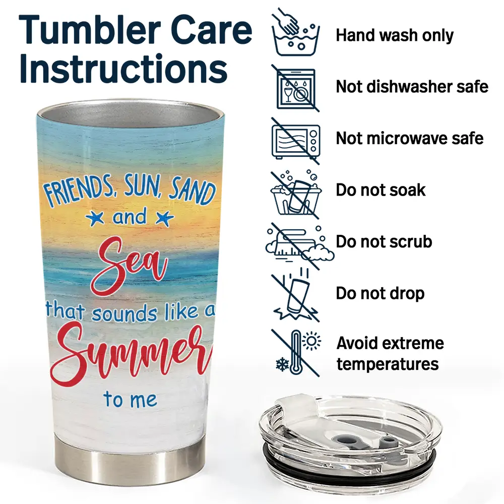 Personalized 'Friends, Sun, Sand & Sea' Tumbler for Best Friends