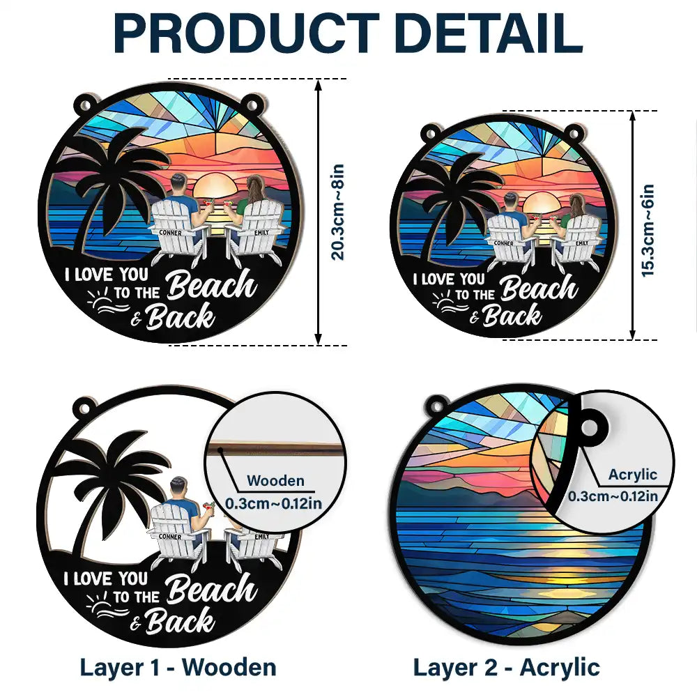 Heartfelt Personalized Suncatcher for Couples: 'Love You To The Beach & Back'