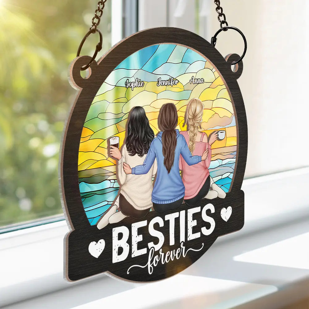 Personalized 'Besties Forever' Suncatcher - Custom Friends Window Hanging Gift