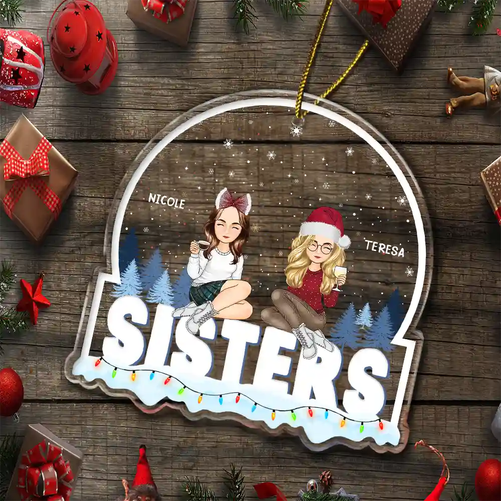 Personalized 'BESTIES' Christmas Acrylic Ornament for Best Friends