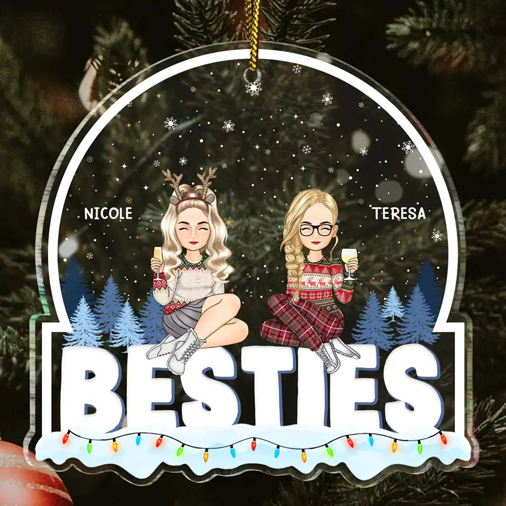 Personalized 'BESTIES' Christmas Acrylic Ornament for Best Friends