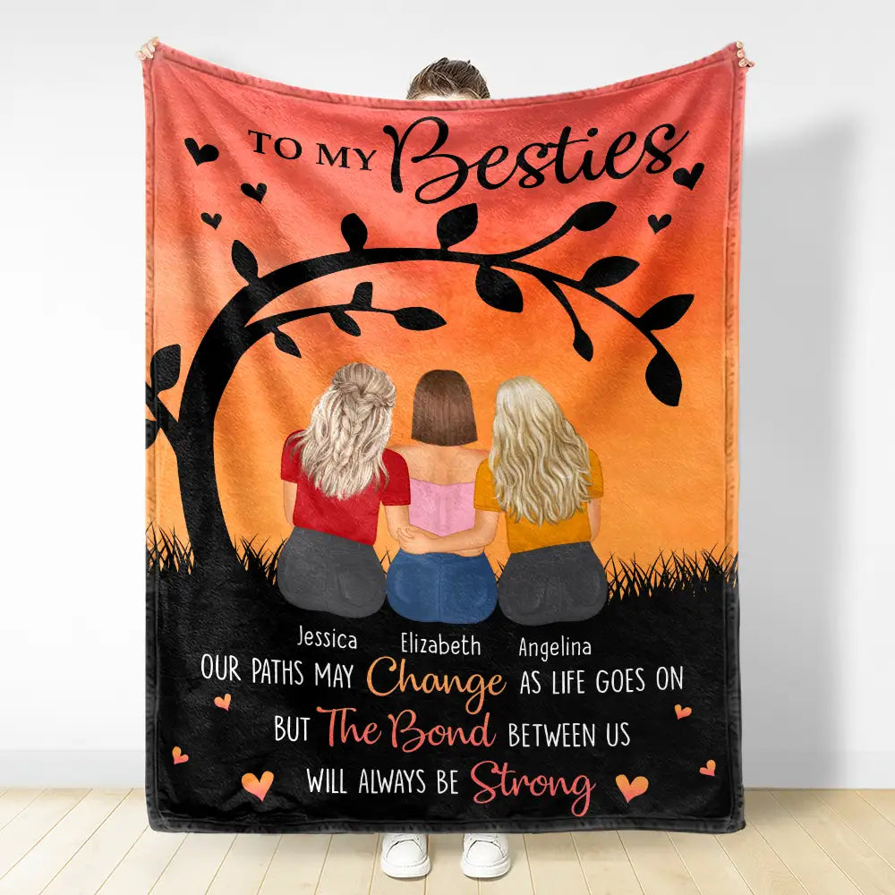 Gift For Sisters, Gift For Bestie - Sisters Besties Our Path May Change - Personalized Fleece Blanket, Sherpa Blanket