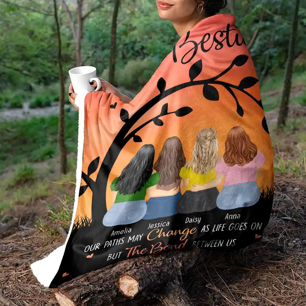 Gift For Sisters, Gift For Bestie - Sisters Besties Our Path May Change - Personalized Fleece Blanket, Sherpa Blanket