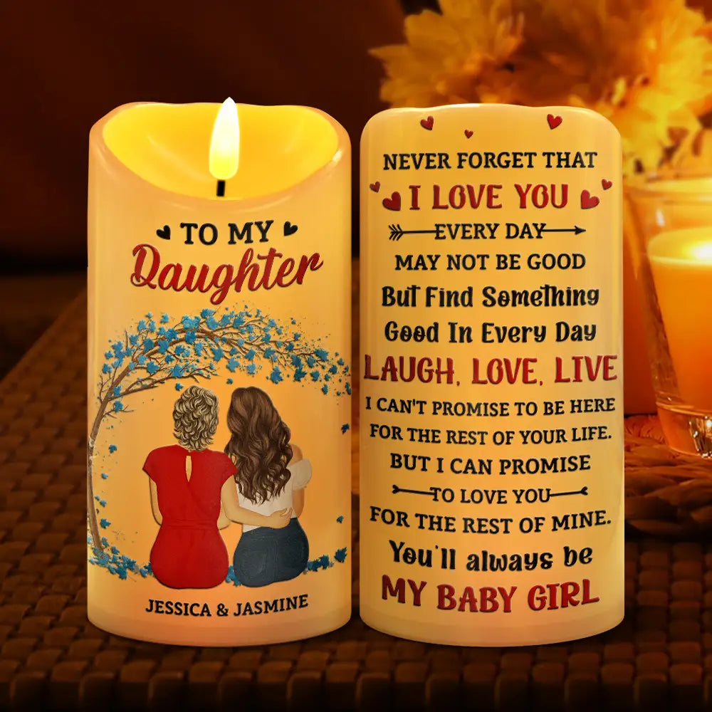 Mom - Daughters (Adult),Gift For Daughter,Love - My Daughter Never Forget That I Love You Forever - Personalized Flameless LED Candle