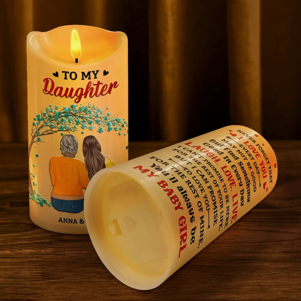 Mom - Daughters (Adult),Gift For Daughter,Love - My Daughter Never Forget That I Love You Forever - Personalized Flameless LED Candle