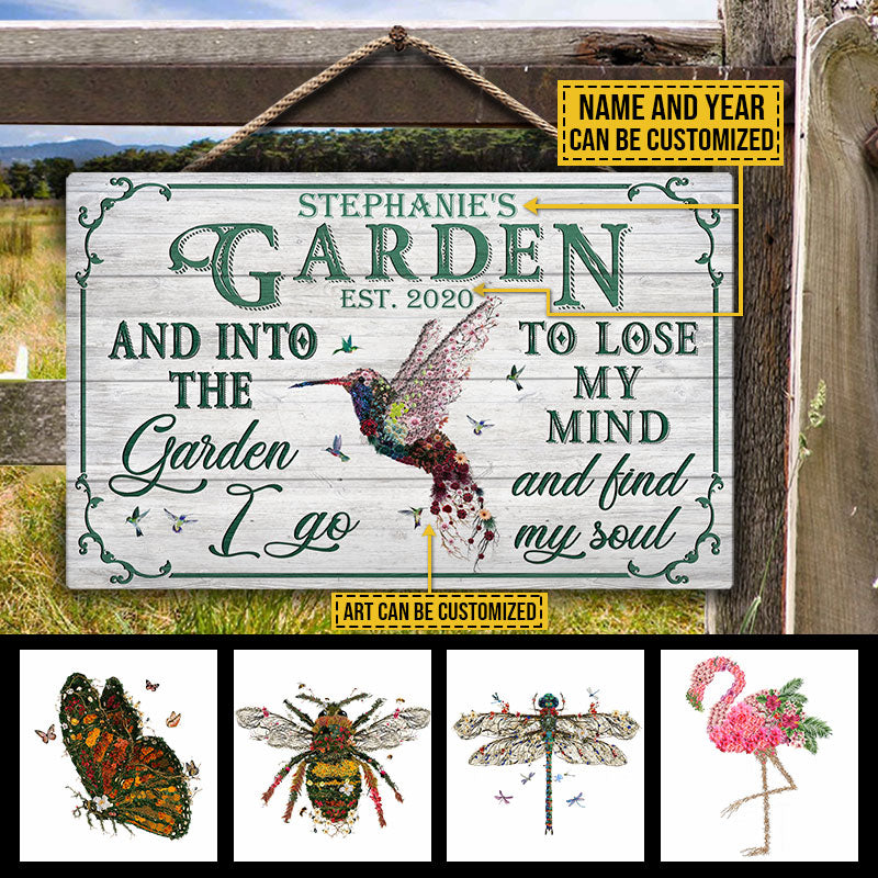 Personalized Garden Wood Sign: 'Into The Garden I Go, Find My Soul'
