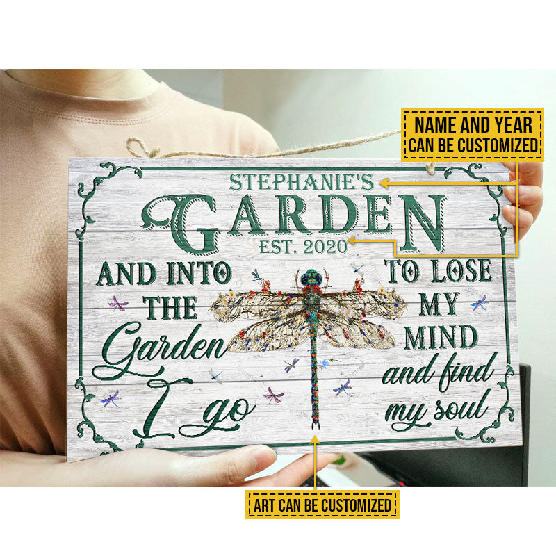 Personalized Garden Wood Sign: 'Into The Garden I Go, Find My Soul'