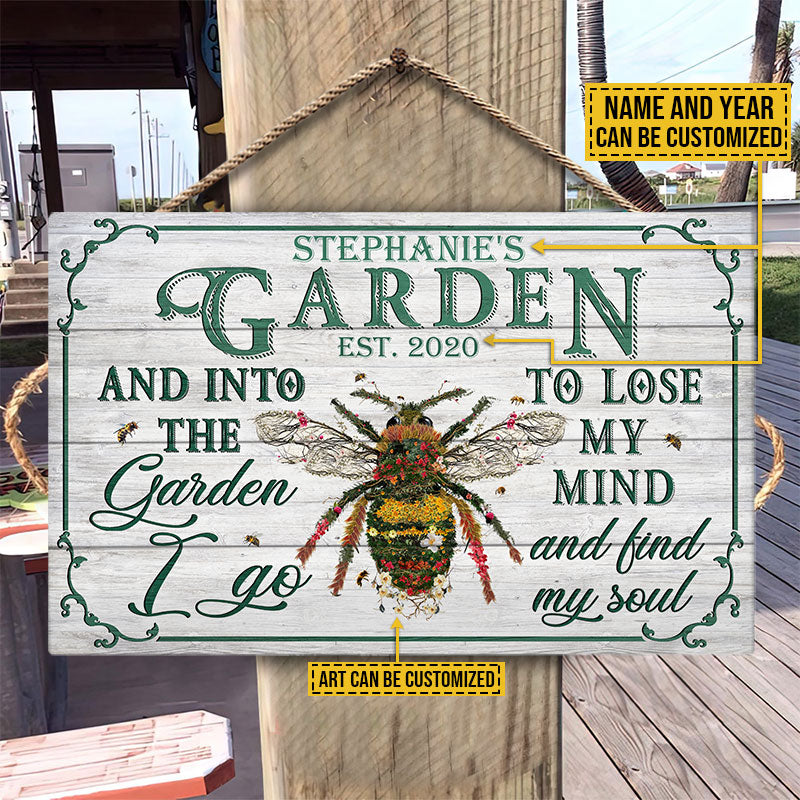 Personalized Garden Wood Sign: 'Into The Garden I Go, Find My Soul'
