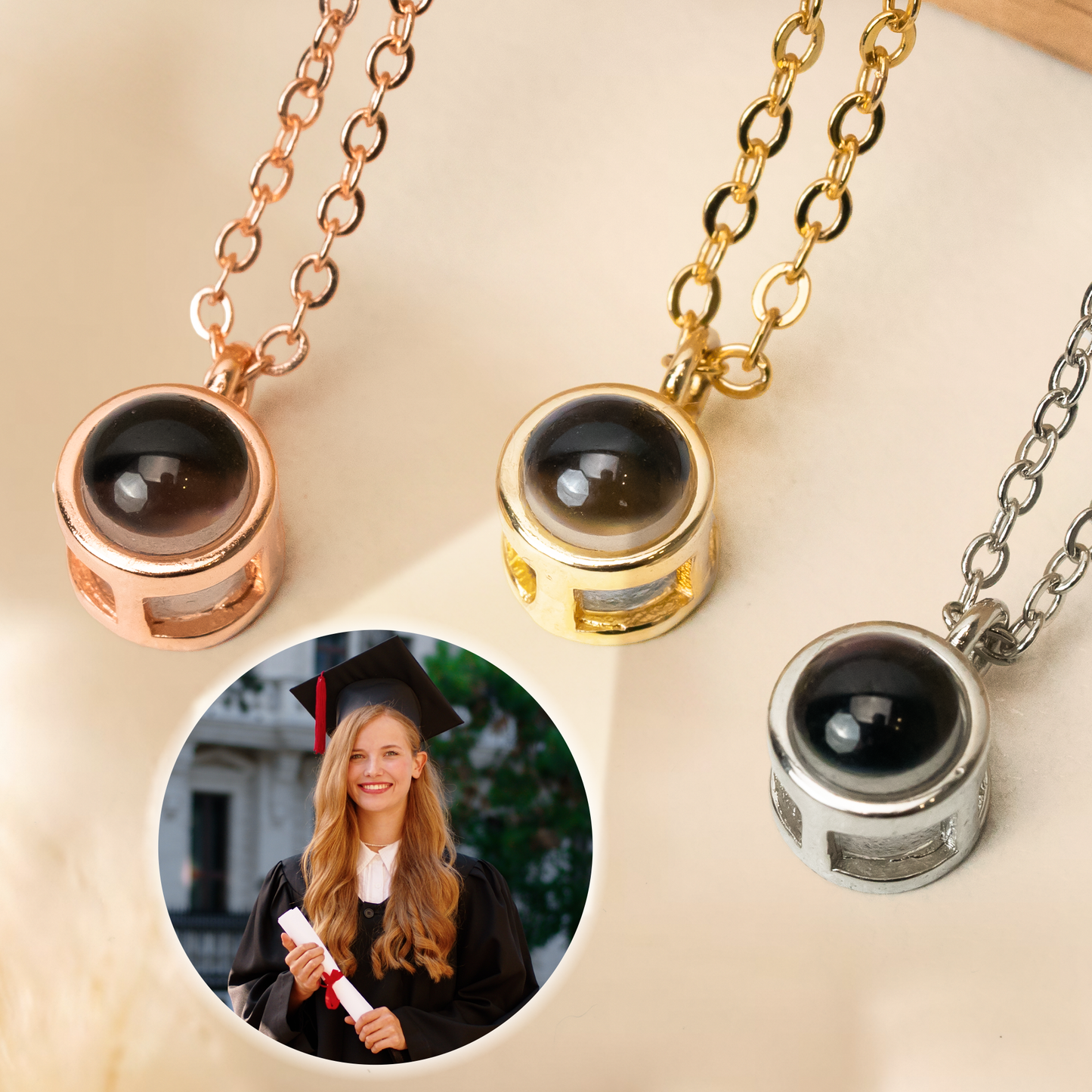 Custom Photo Projection Necklace for Daughter - Graduation Keepsake Gift
