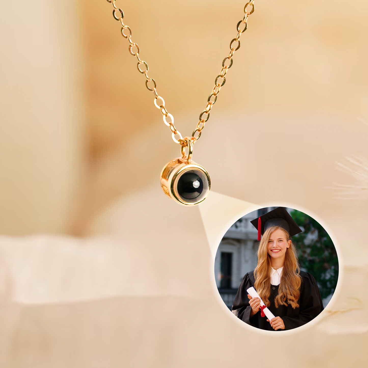Custom Photo Projection Necklace for Daughter - Graduation Keepsake Gift