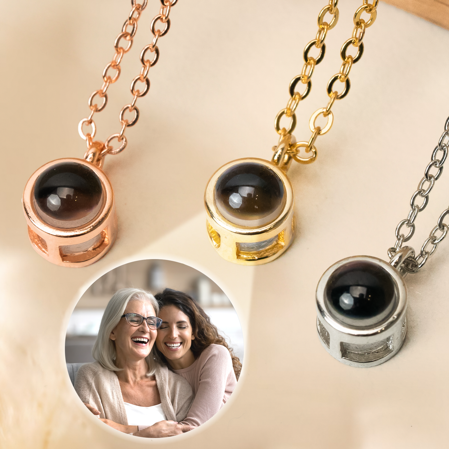 Custom Photo Projection Necklace for Mom, Grandma, Daughter - Keepsake Gift