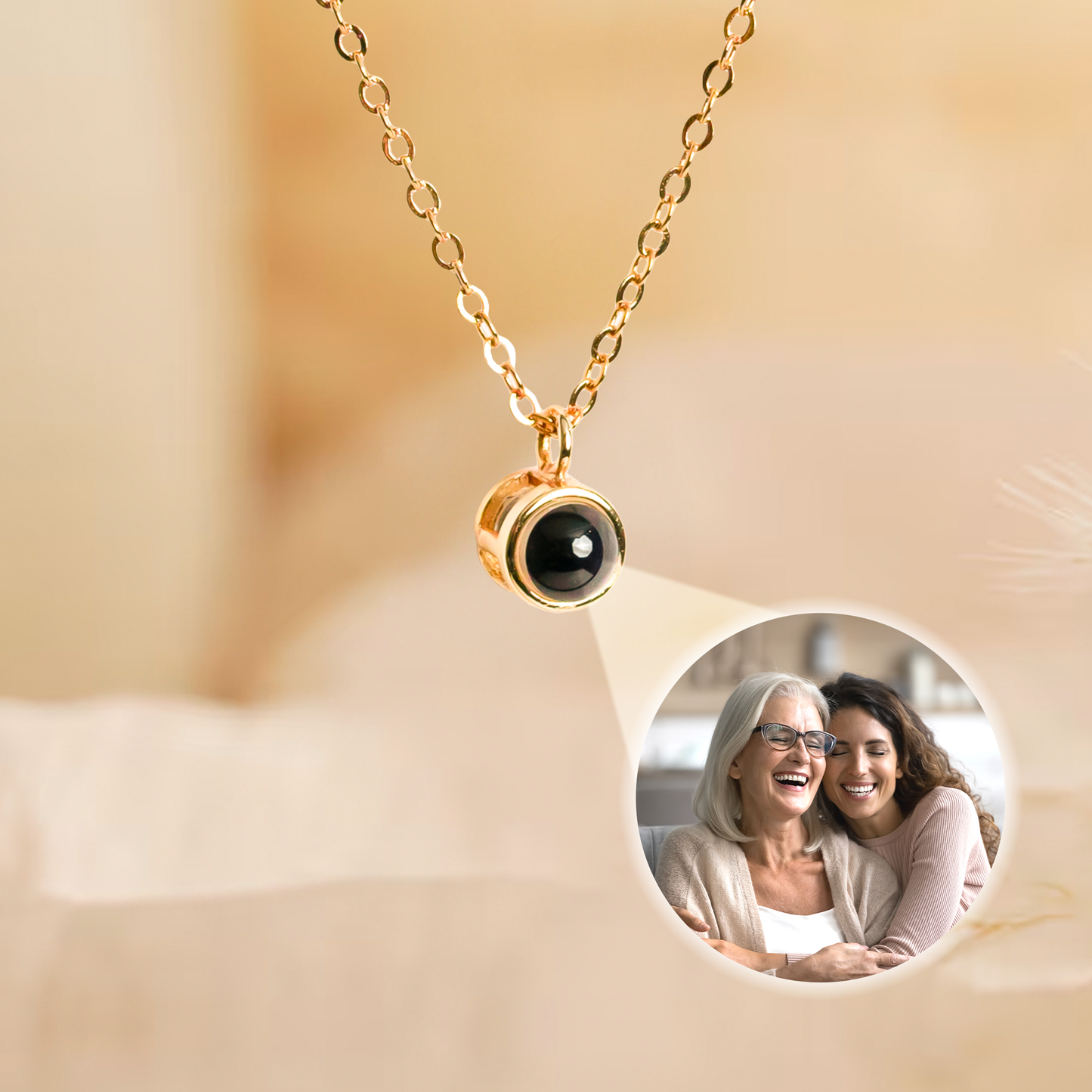 Custom Photo Projection Necklace for Mom, Grandma, Daughter - Keepsake Gift