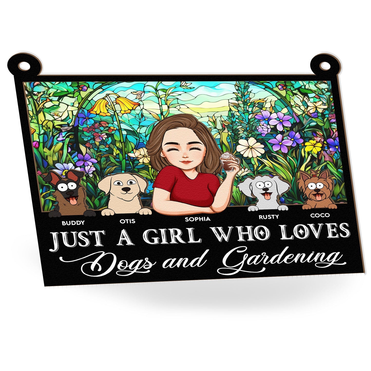 Personalized Dog & Garden Suncatcher for Her | 'Just a Girl Who Loves Dogs and Gardening'
