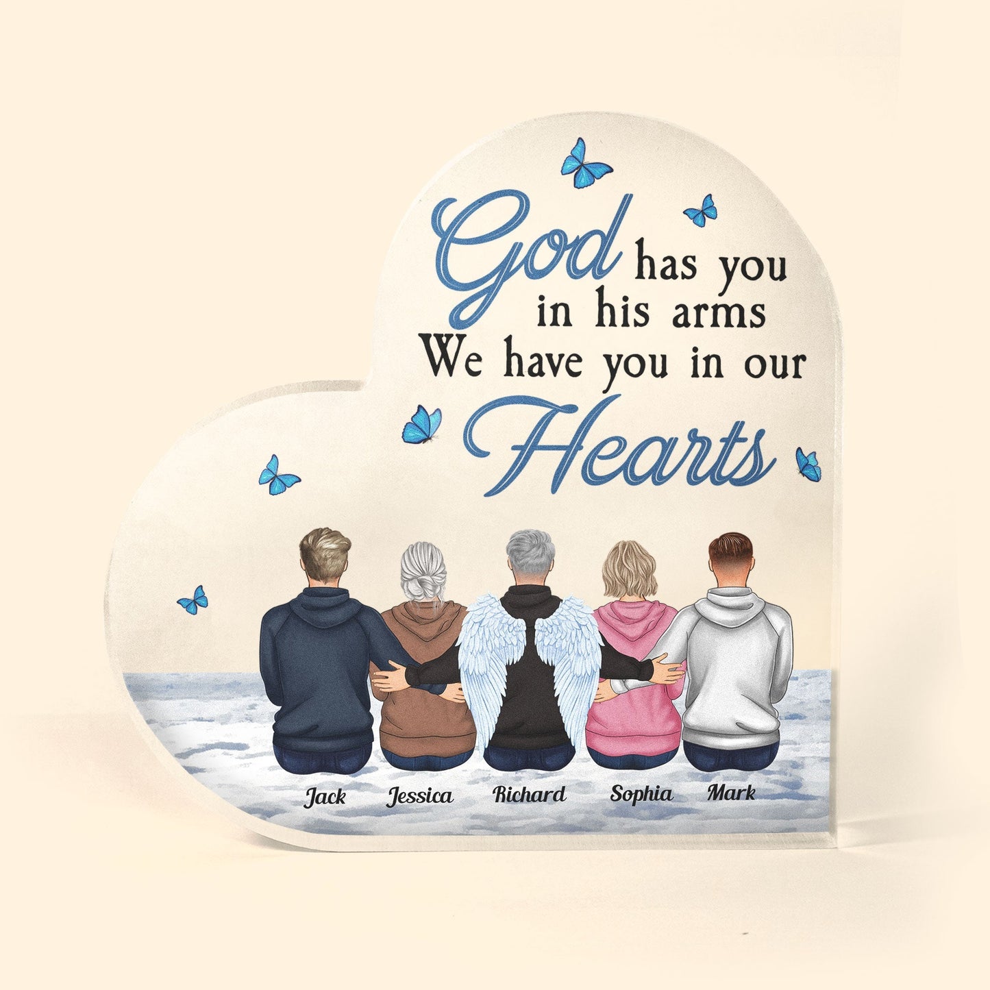 Personalized Memorial For Loved One Plaque: "God Has You In Our Hearts" Family Keepsake