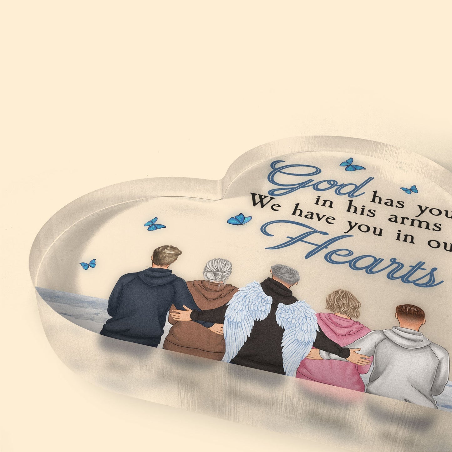 Personalized Memorial For Loved One Plaque: "God Has You In Our Hearts" Family Keepsake
