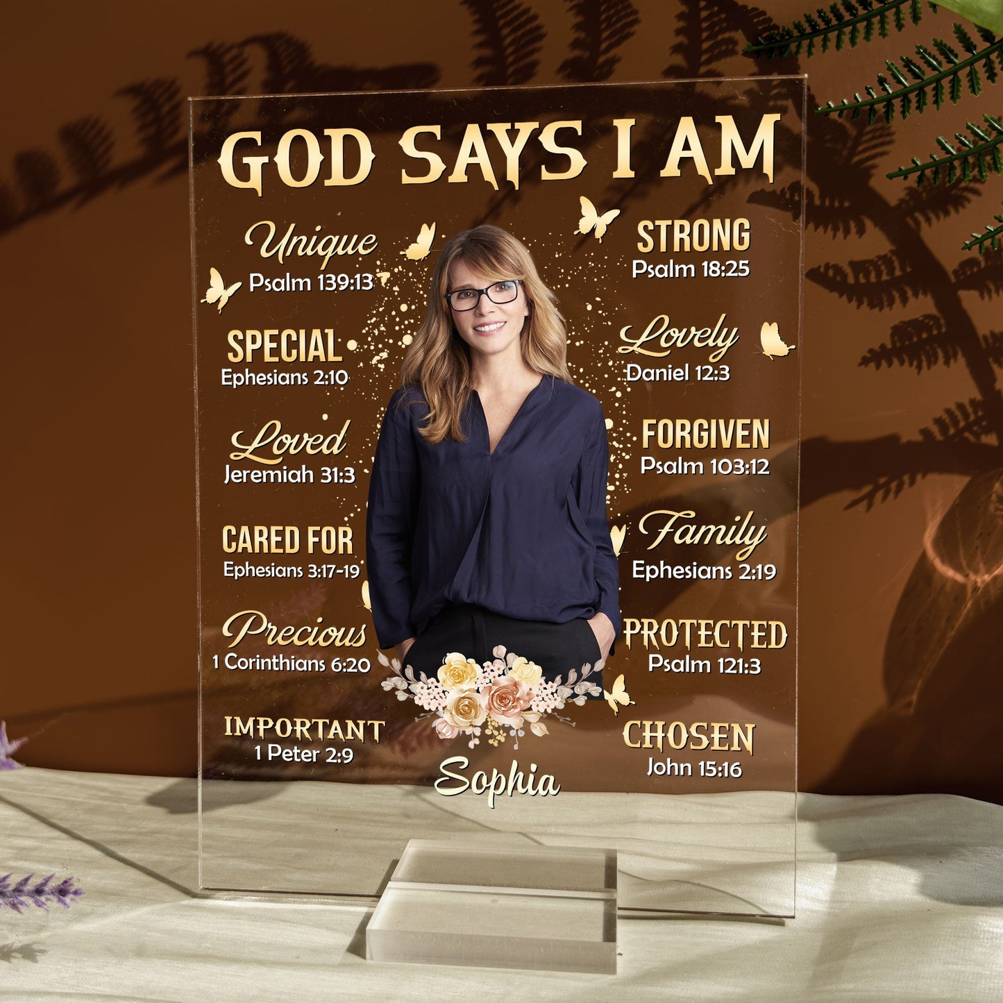 Personalized God Says I Am Acrylic Plaque with Custom Photo for Her