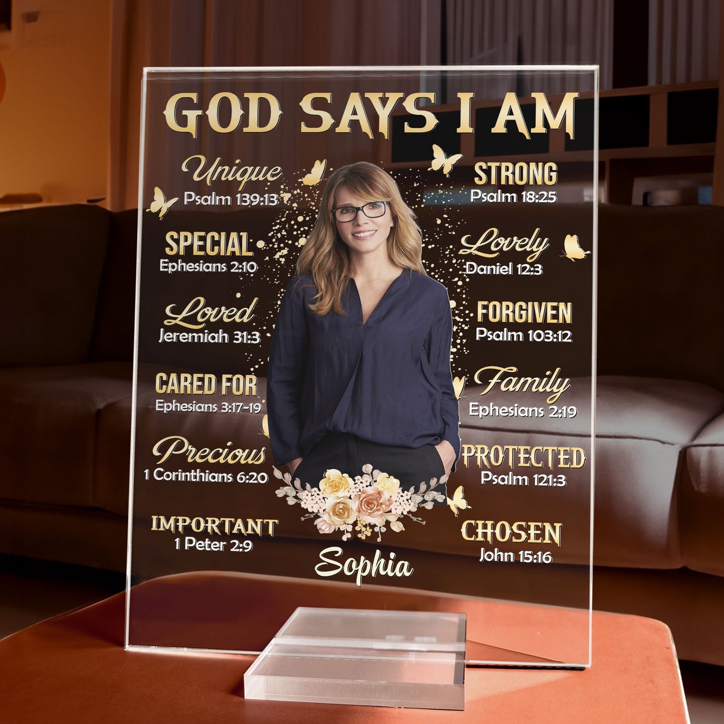 Personalized God Says I Am Acrylic Plaque with Custom Photo for Her