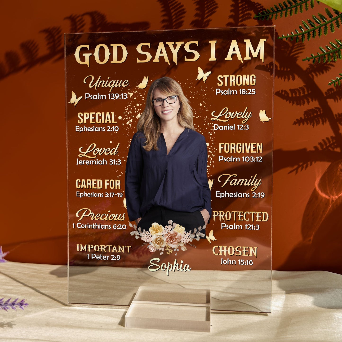 Personalized God Says I Am Acrylic Plaque with Custom Photo for Her