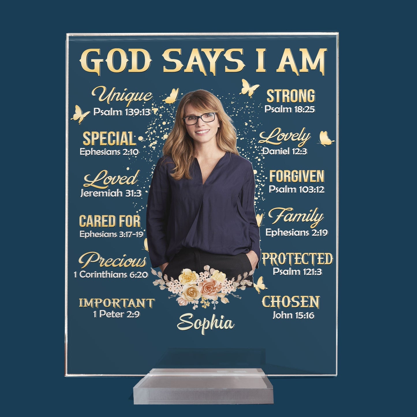 Personalized God Says I Am Acrylic Plaque with Custom Photo for Her