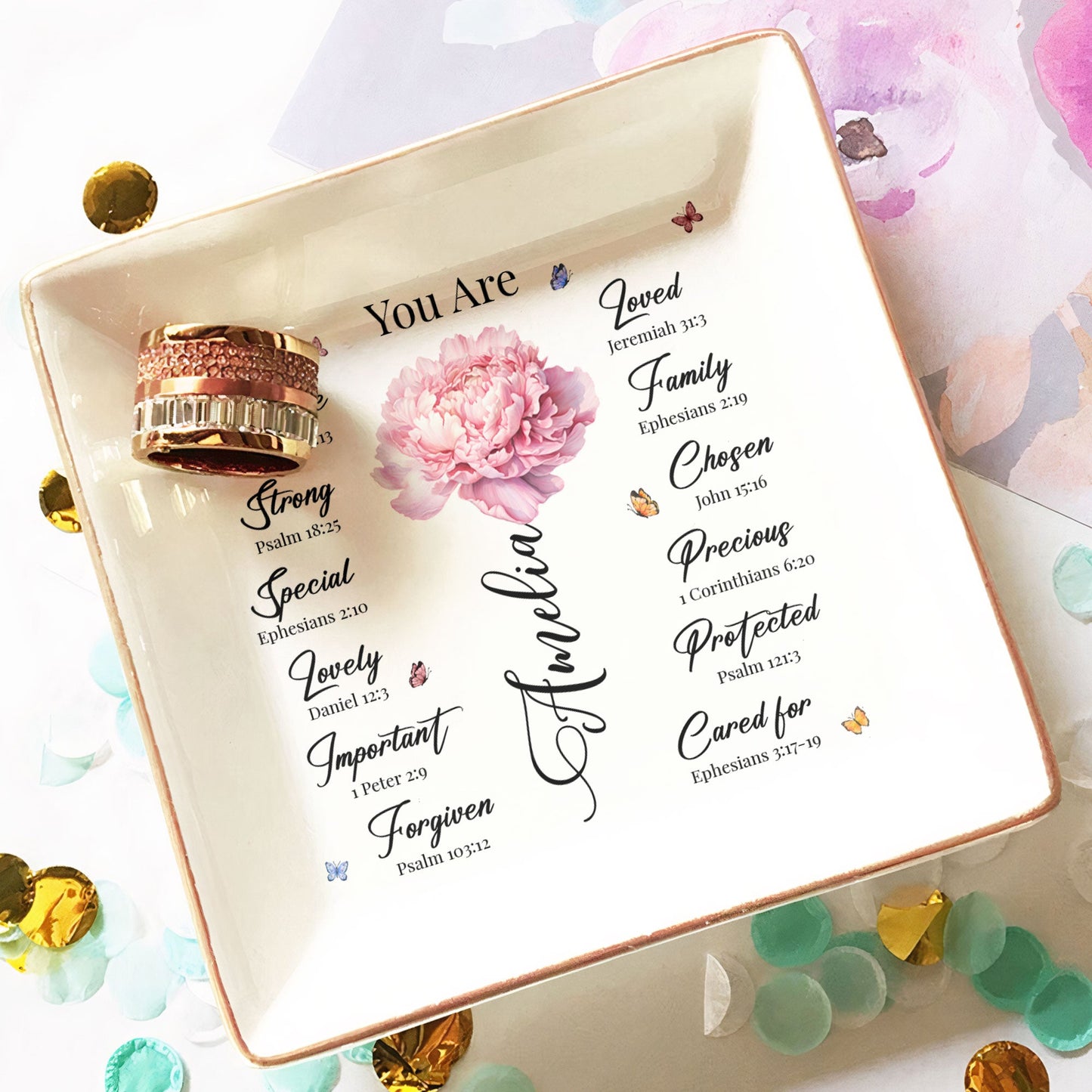 Personalized 'You Are Unique' Inspirational Jewelry Dish for Her