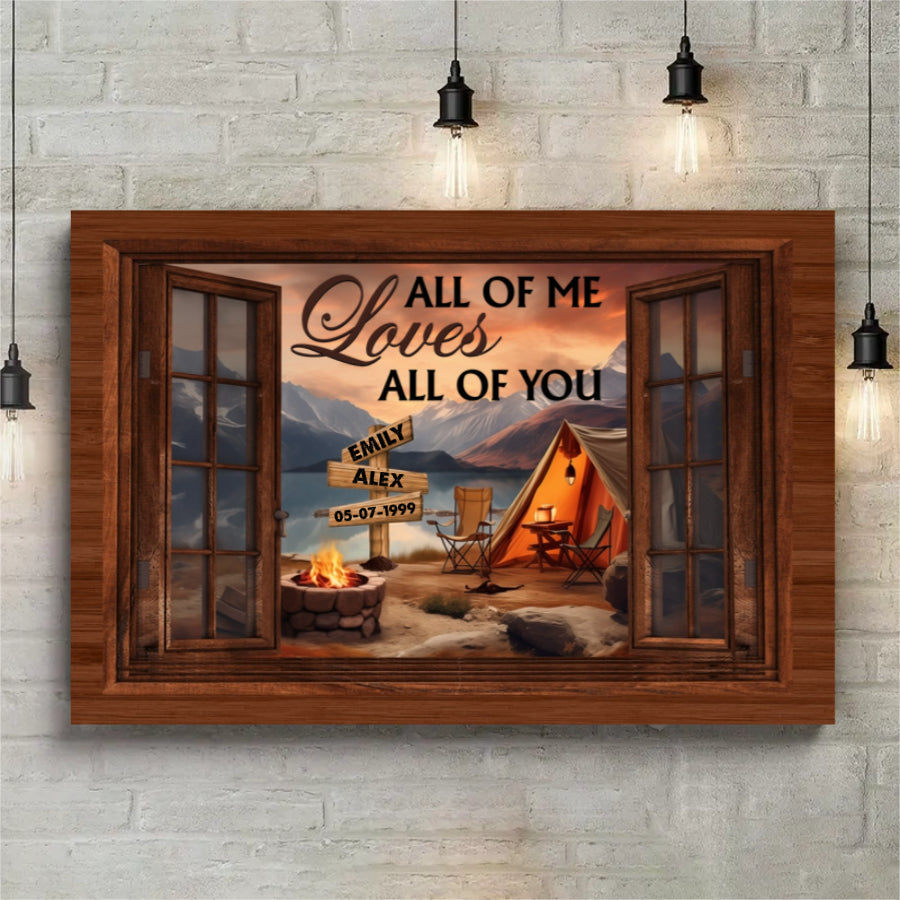 Window View Personalized Canvas for Couples: 'All of Me Loves All of You'