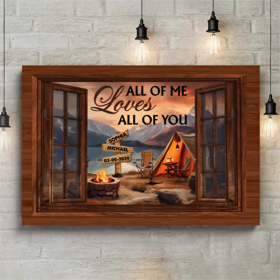 Window View Personalized Canvas for Couples: 'All of Me Loves All of You'