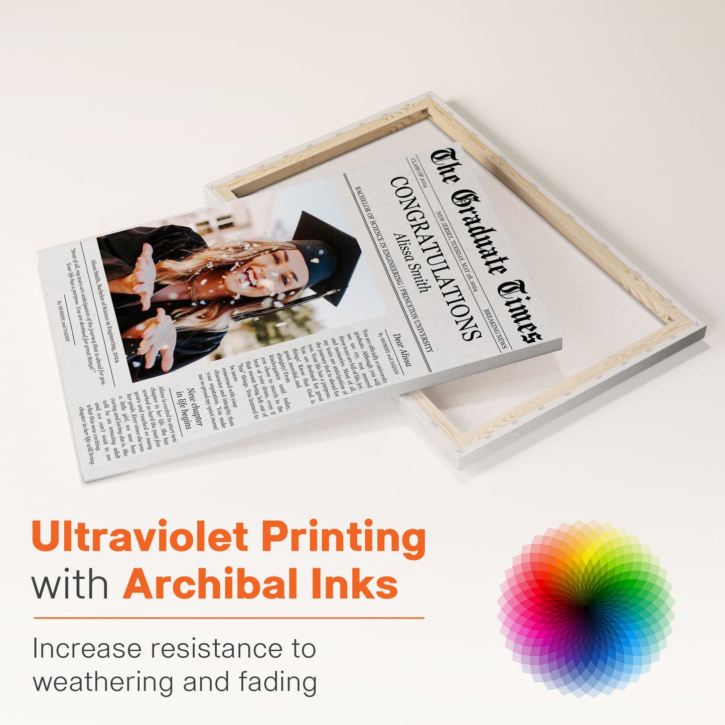 Personalized Graduate Newspaper Canvas - 'Destined for Great Things' Gift