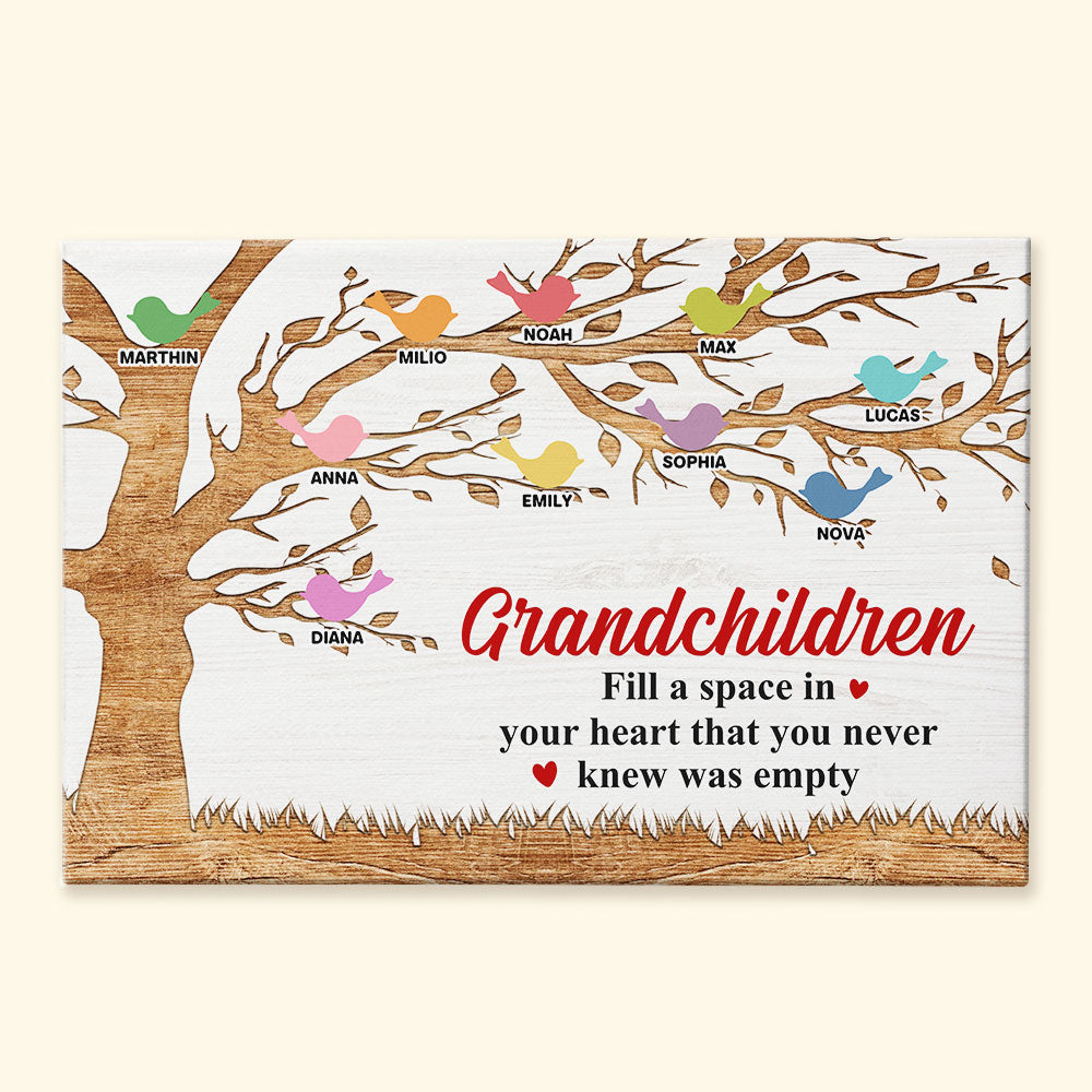 Custom Family Tree Canvas for Grandparents: "Grandchildren Fill a Space"