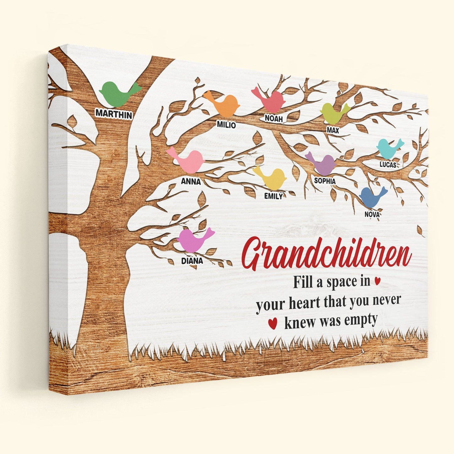 Custom Family Tree Canvas for Grandparents: "Grandchildren Fill a Space"