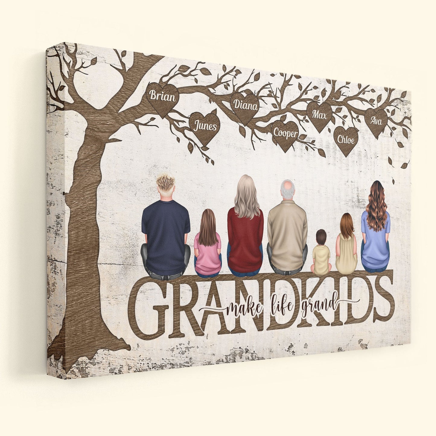 Custom "Grandkids Make Life Grand" Family Canvas Art for Grandparents