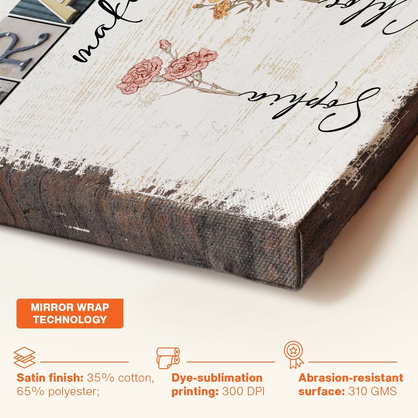 Personalized Grandparents Canvas: 'Grandkids Make Life More Grand' with Birth Flowers