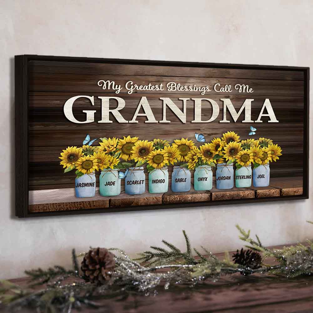 Custom 'My Greatest Blessings Call Me MOM' Sunflower Canvas Gift