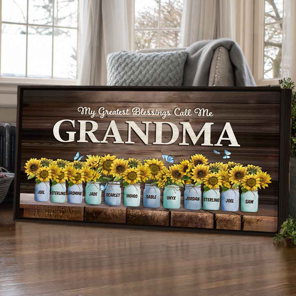 Custom 'My Greatest Blessings Call Me MOM' Sunflower Canvas Gift