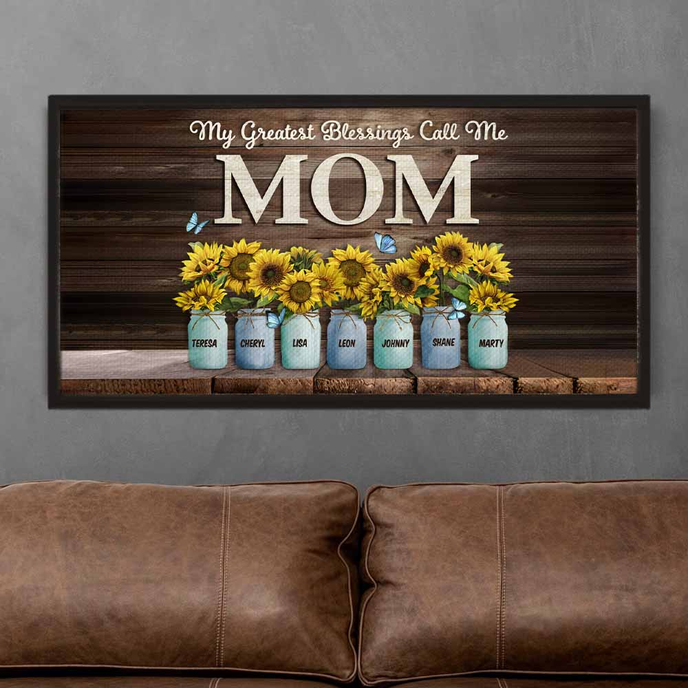 Custom 'My Greatest Blessings Call Me MOM' Sunflower Canvas Gift