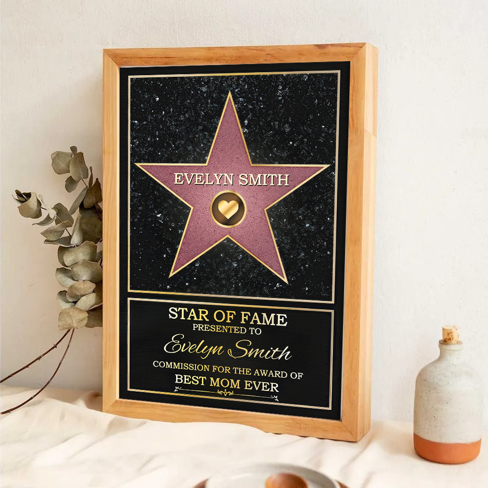 Custom 'Best Mom Ever' Star of Fame Canvas - Personalized Wall Art Gift