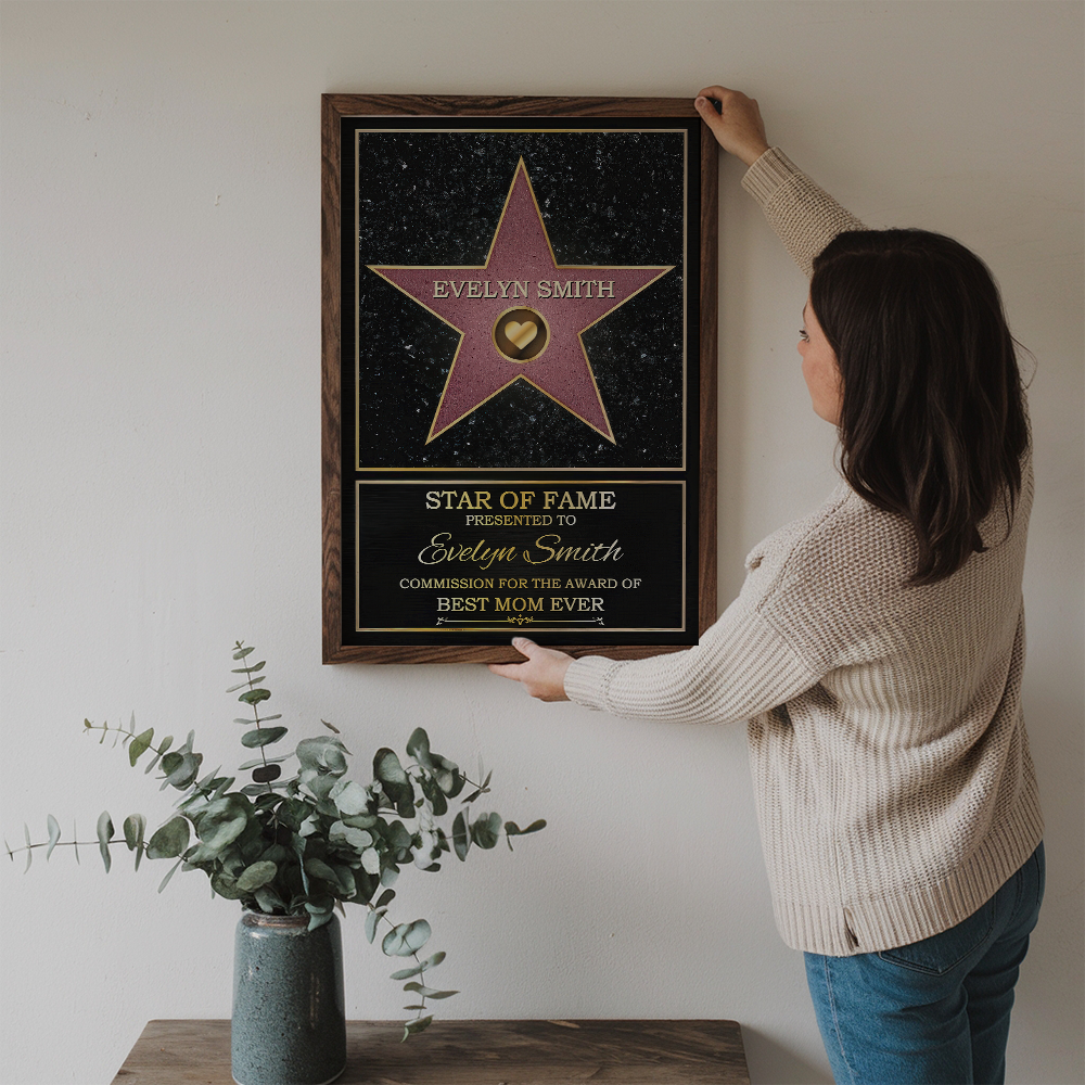 Custom 'Best Mom Ever' Star of Fame Canvas - Personalized Wall Art Gift