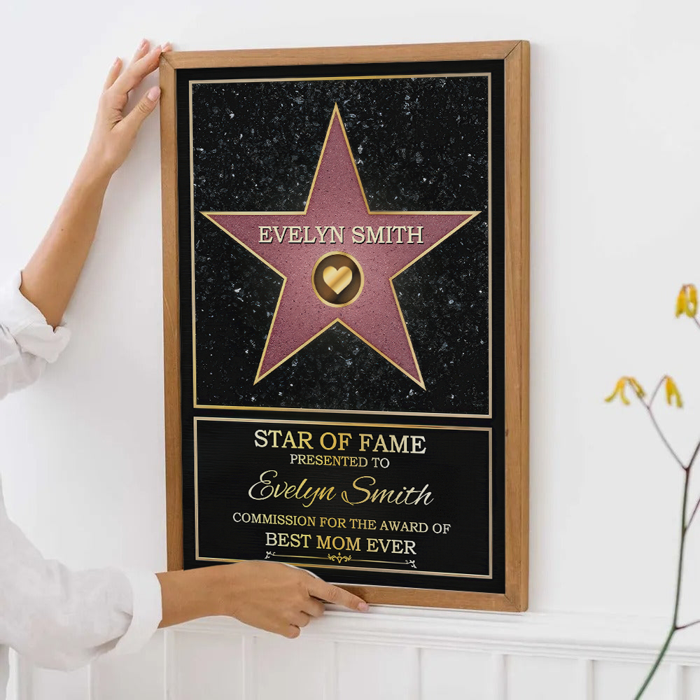 Custom 'Best Mom Ever' Star of Fame Canvas - Personalized Wall Art Gift