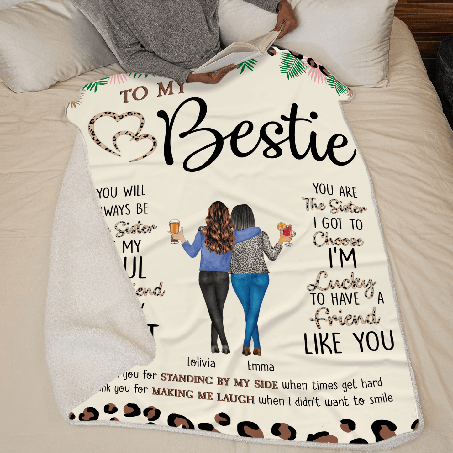 To My Bestie Thank You For Standing By My Side Friendship - Personalized Custom Blanket - Personalized Gift For Her, Besties, Friends, Sister, Soul Sisters - Suzitee Store