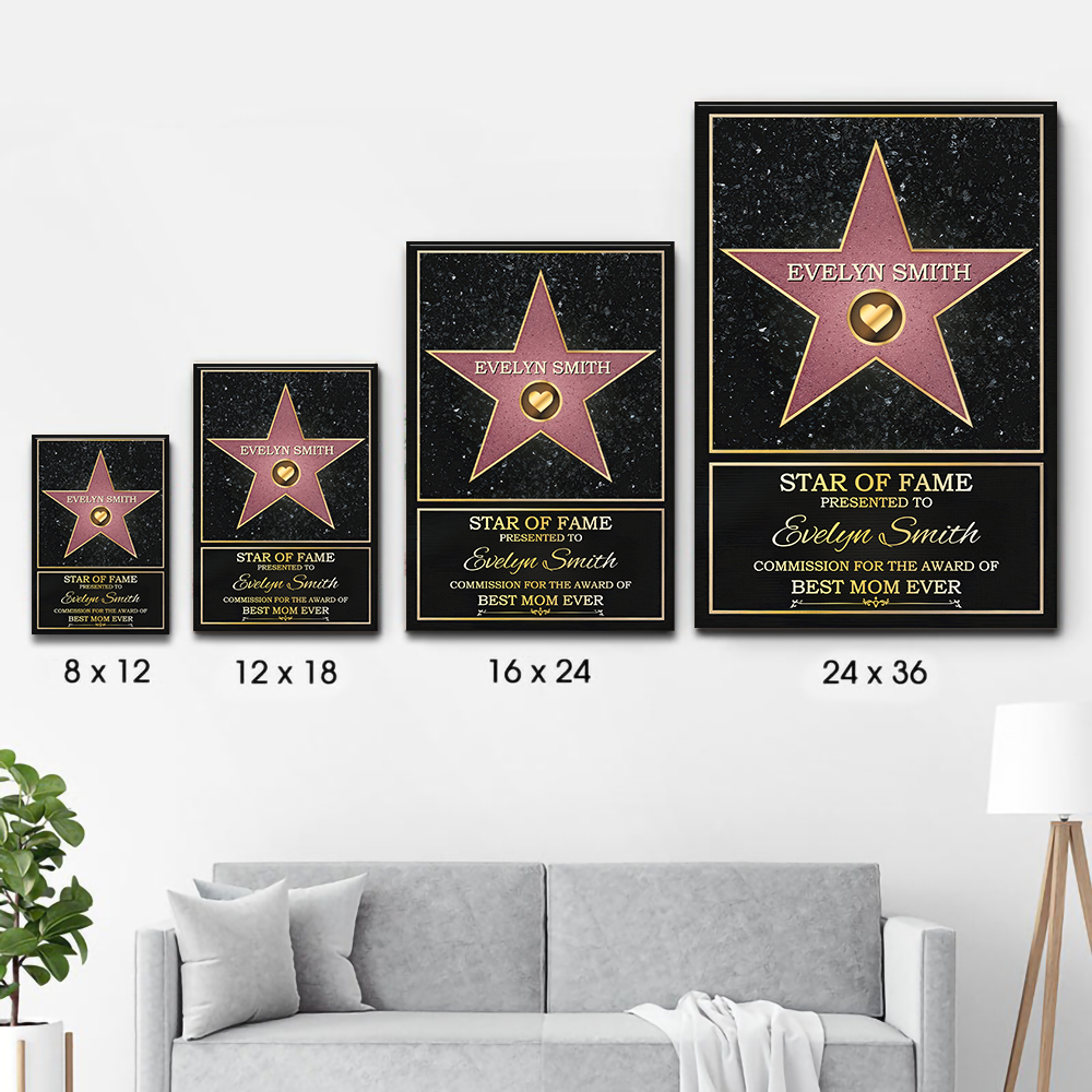Custom 'Best Mom Ever' Star of Fame Canvas - Personalized Wall Art Gift
